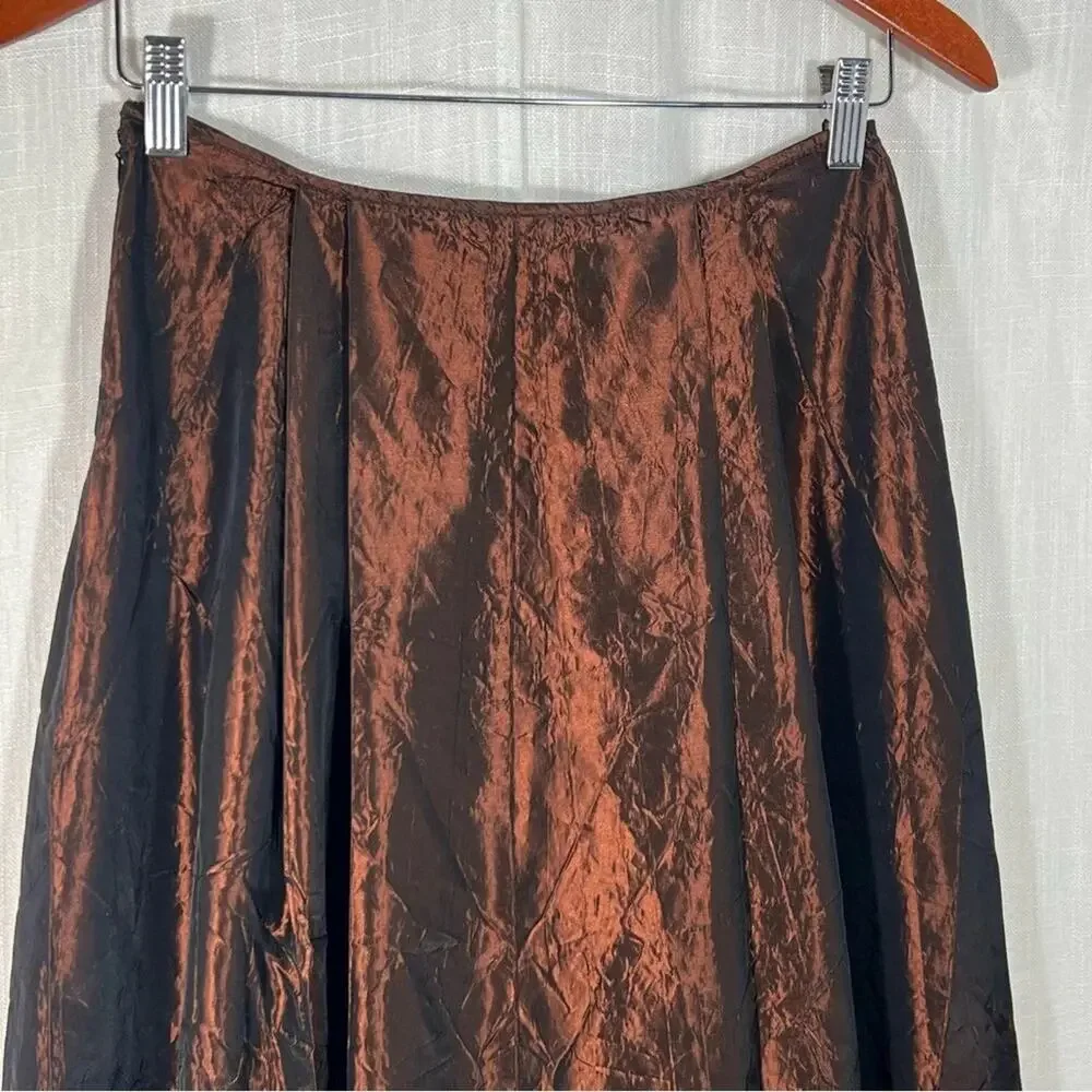 Vita Di Moda Metallic Golden Amber Copper Shimmer Event Skirt Size Small